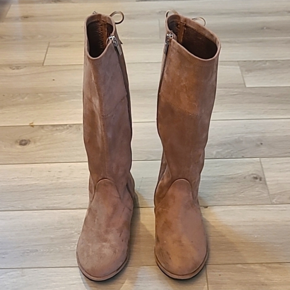 Girl's Stuart Weitzman Taupe Suede Heeled Boots Size 3 - Picture 5 of 16